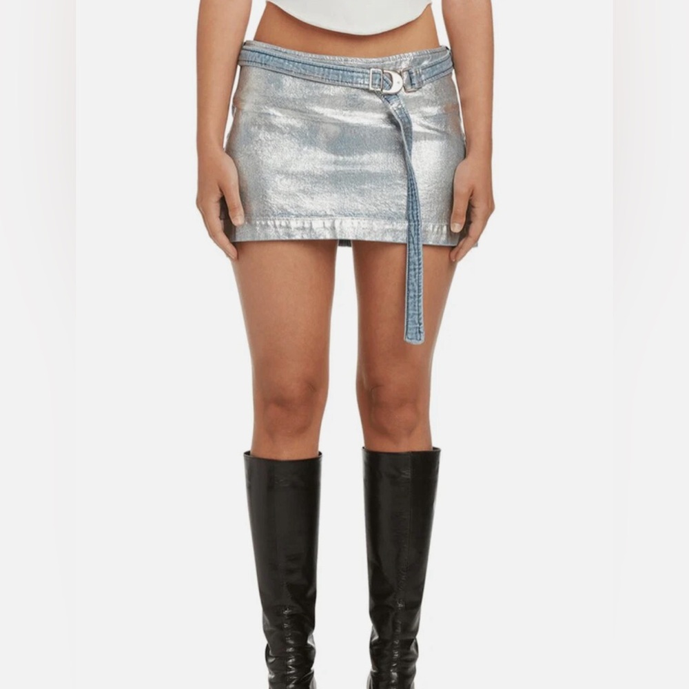 EB Denim Wrap Mini Skirt